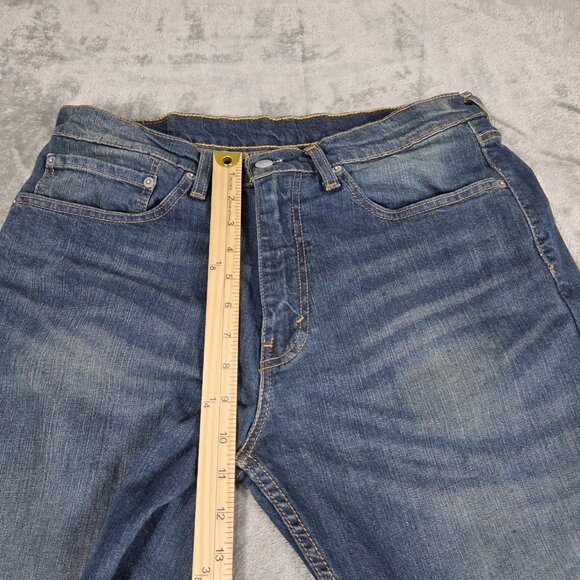 Levis 505 Jeans Mens 34X32 Blue Straight Leg Medium Wash Cotton Stretch Denim - Picture 6 of 7